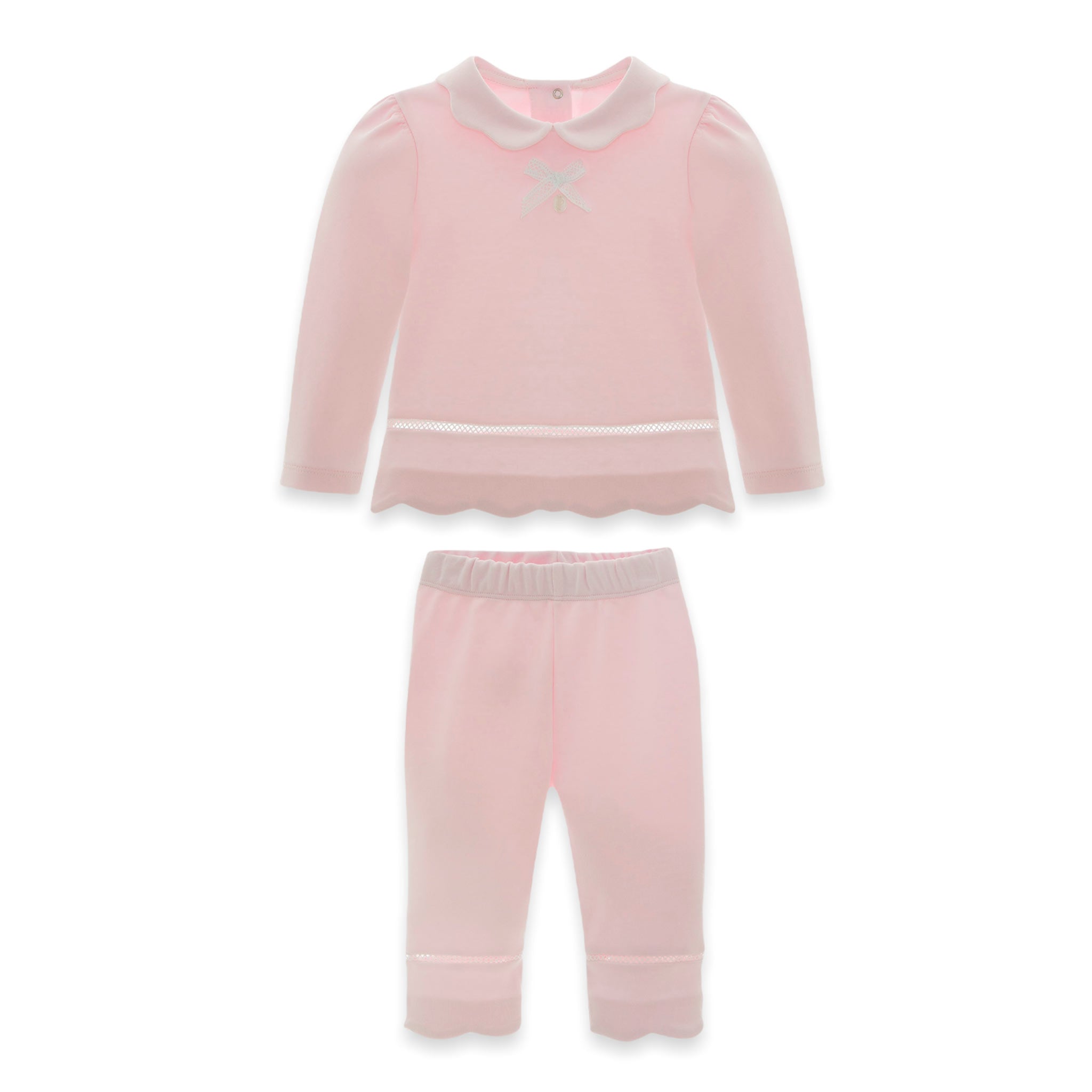 patachou girls tracksuit pink with scalloped collar