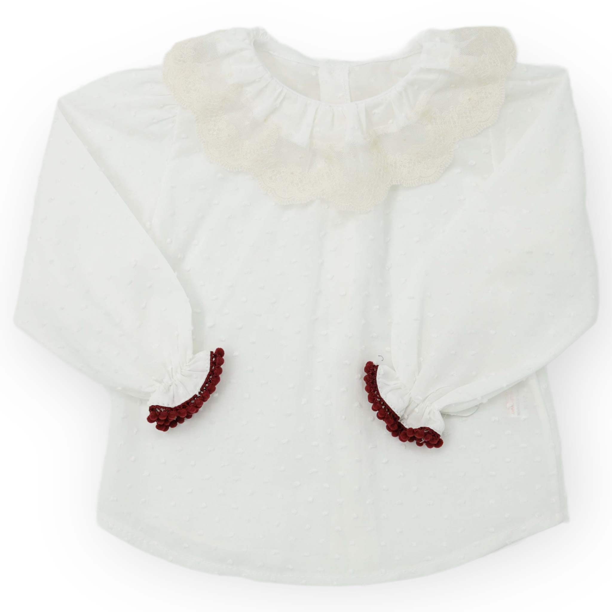 valentina bebes plumeti girls blouse with lace collar