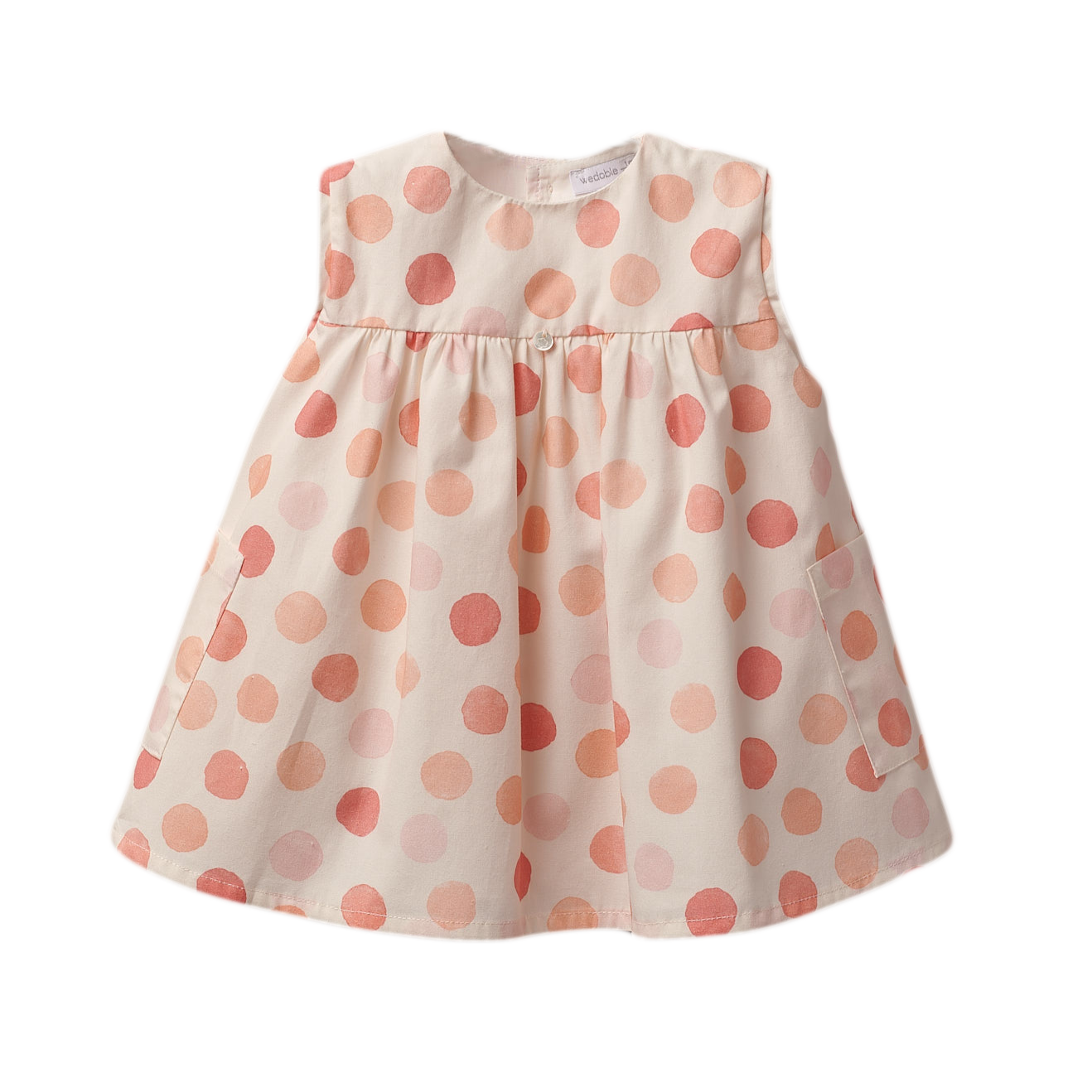 wedoble girls dress in cream with apricot dots